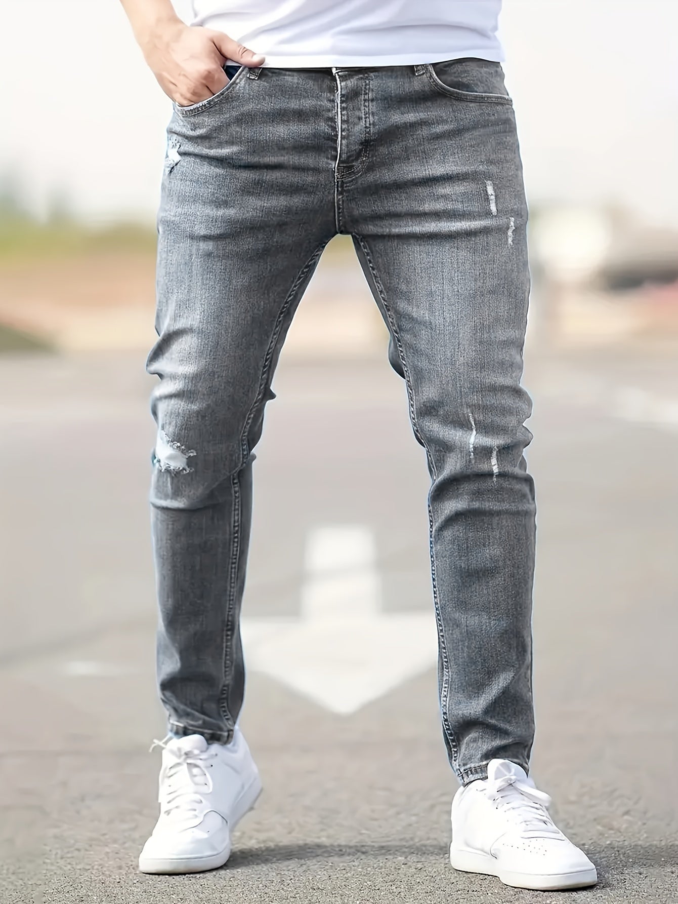Augustin - Fitted Urban Jeans with Distressed Details