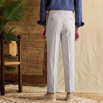 Monaco Double Pleat Linen Trousers