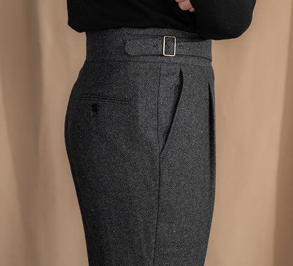 Gurkha Pleated Trousers in Modena Wool Blend