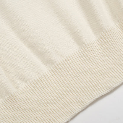 Embroidered Knit Jumper for Men from the 70s – Retro Cream Jumper with Floral Collar Detail