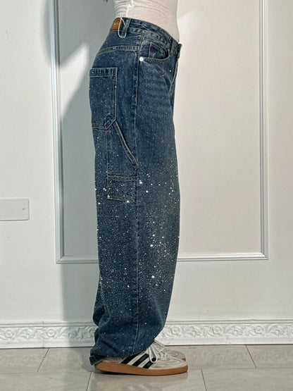 Rosaline - Sparkly Carpenter Jeans with a Fitted Waist