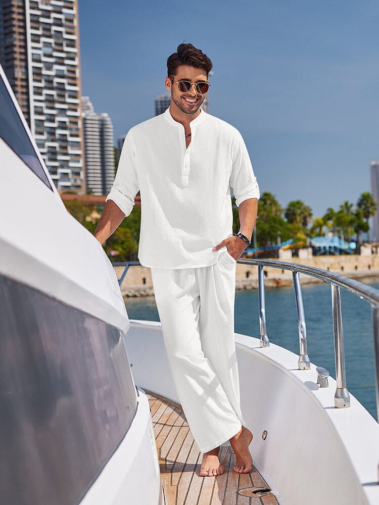 Casual 2-Piece Henley Shirt Set (US Only)