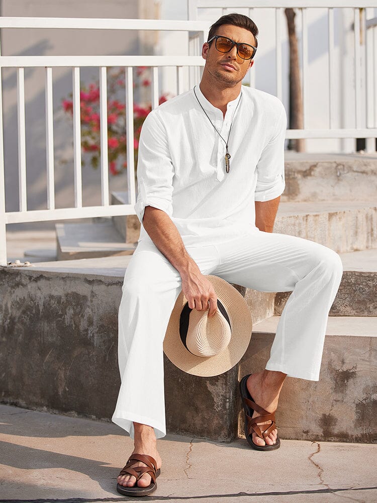 Casual 2-Piece Henley Shirt Set (US Only)