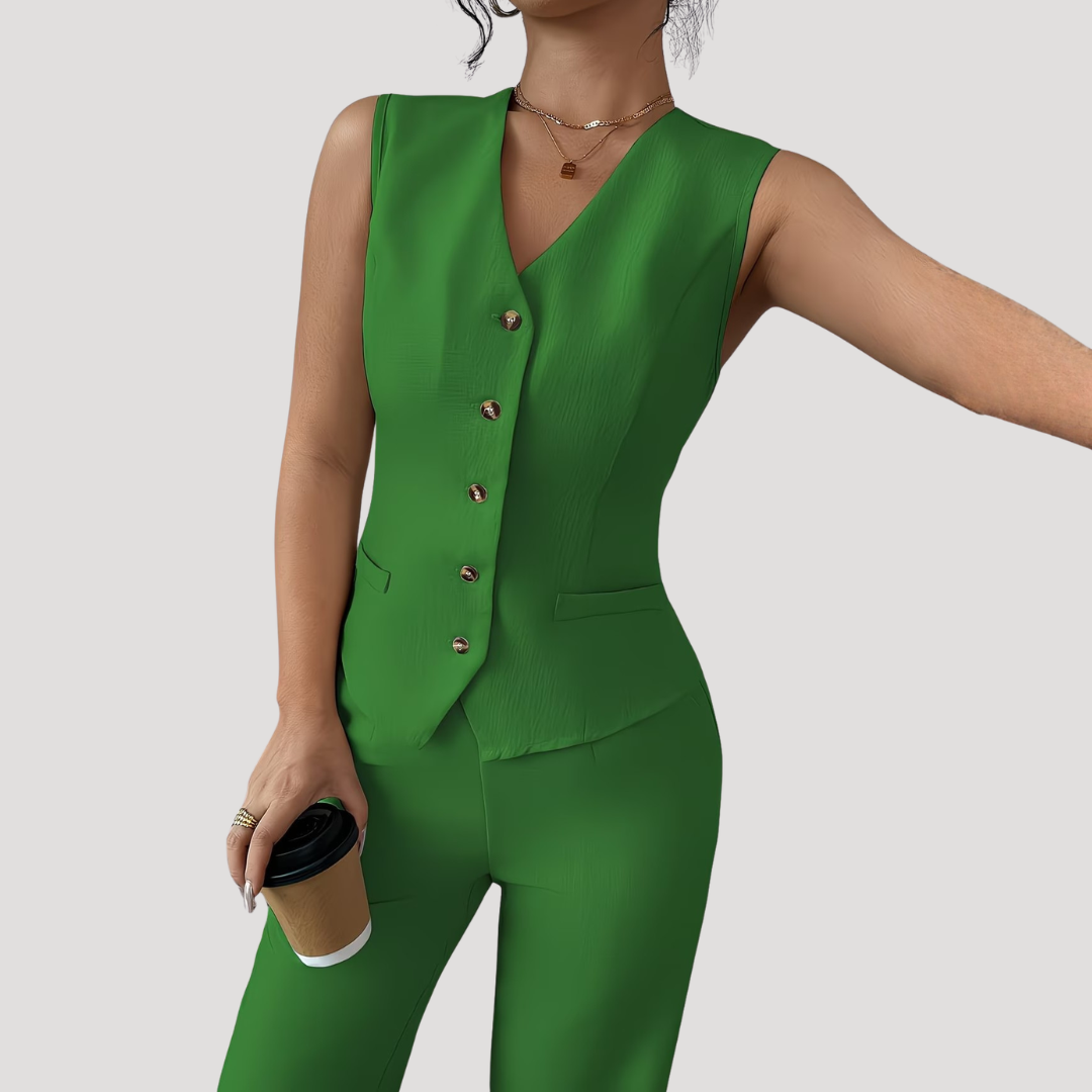 Women’s Elegant Tailored Waistcoat Trouser Co Ord Set