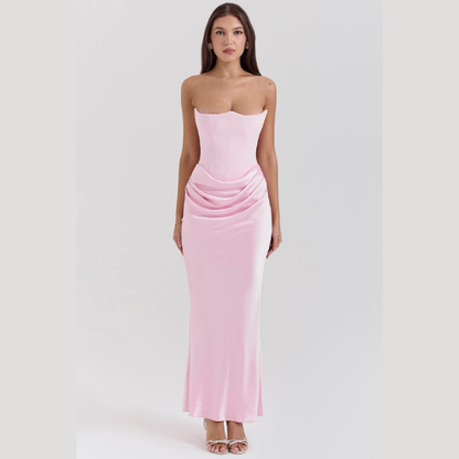 Women’s Elegant Strapless Evening Maxi Dress