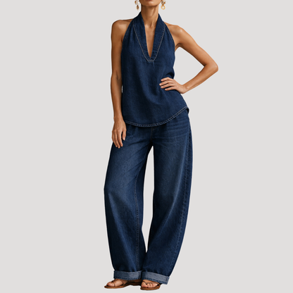 Women’s Denim Halter Neck Summer Co-Ord Set