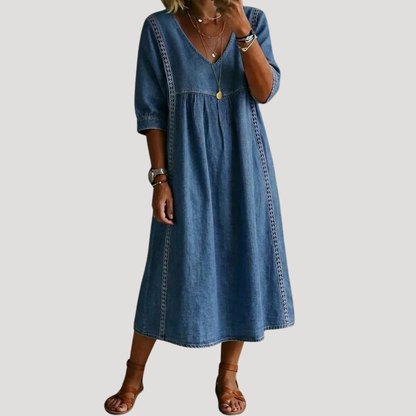 Women’s Flowy Casual Midi Denim Dress