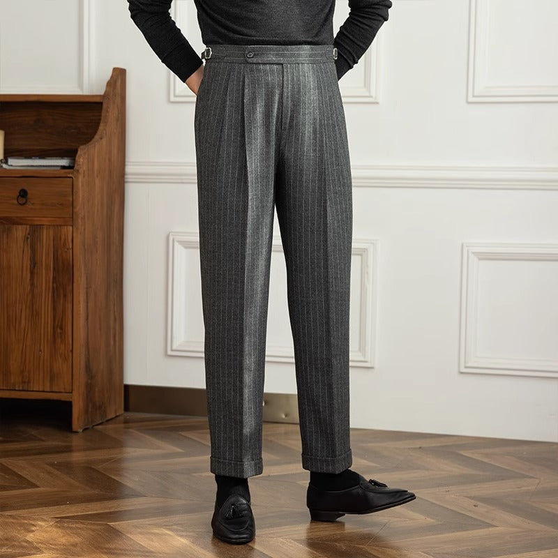 Pinstripe Pleated Banking Trousers "Frankfurt"