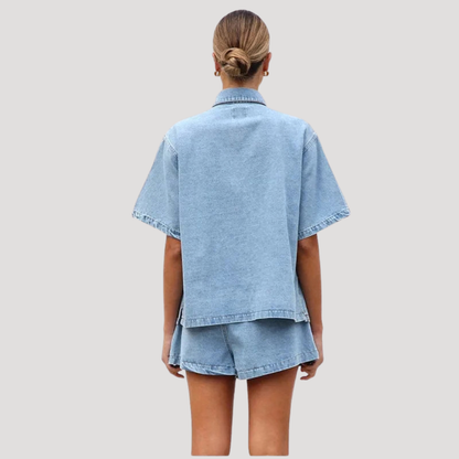 Women’s Denim Shirt and Shorts Co-Ord Set