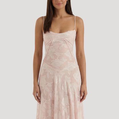 Lace Maxi Dress – Spaghetti Strap Fitted Design – Evening Wear