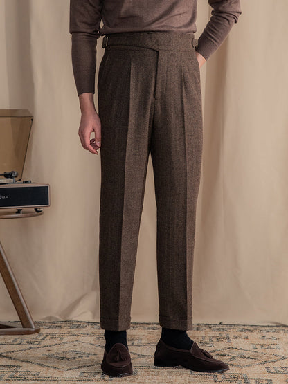 Gurkha Pleated Trousers in Modena Wool Blend