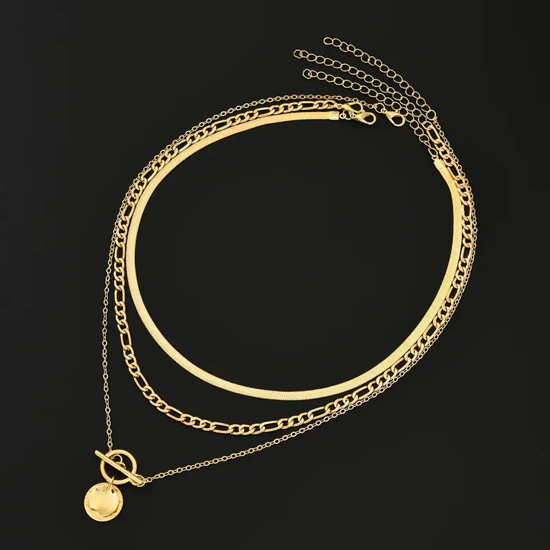 Savira Textured Corner Layered Necklace