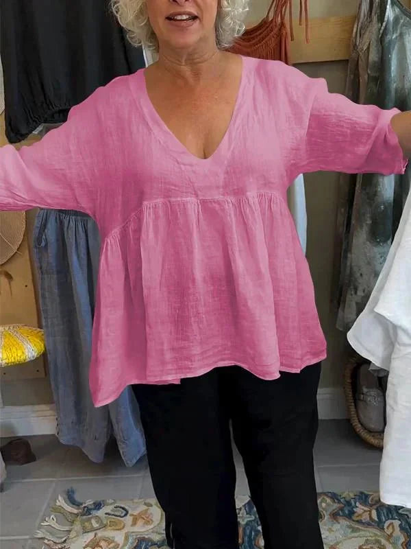 Melinda | V-neck Top with Three-Quarter Sleeves