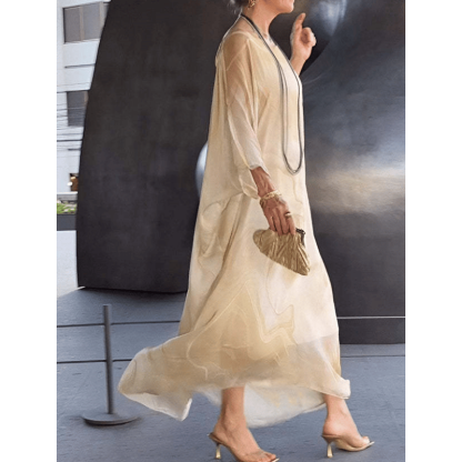 Kyra - Marble Print Chiffon Maxi Dress