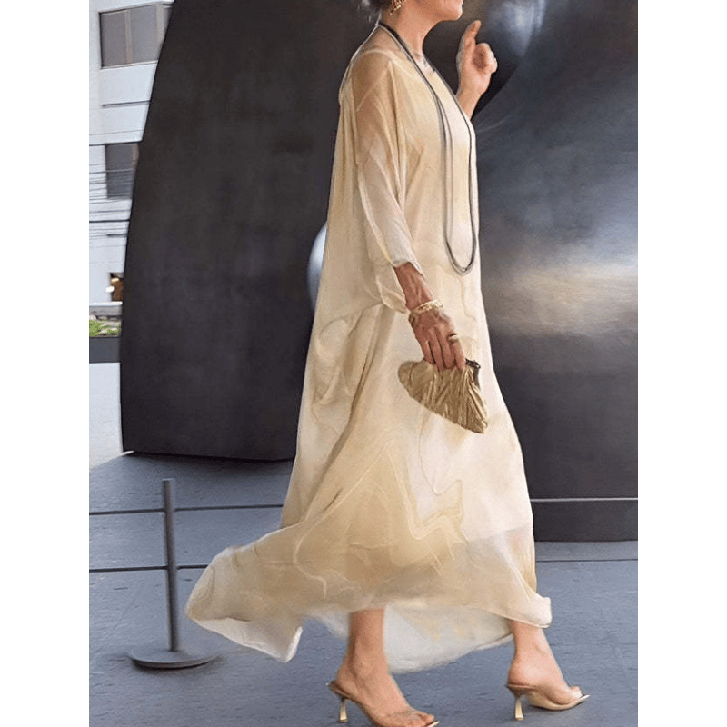Kyra - Marble Print Chiffon Maxi Dress