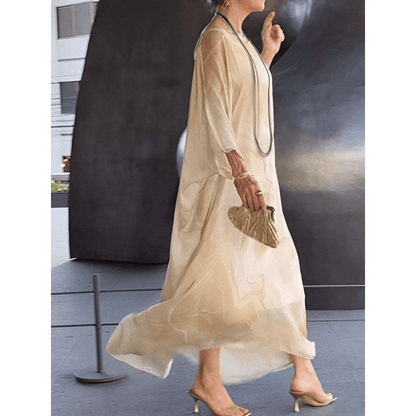 Kyra - Marble Print Chiffon Maxi Dress