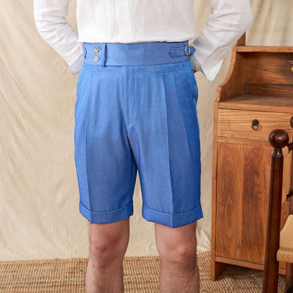 Pleated Cotton Blend Bermudas St. Barts