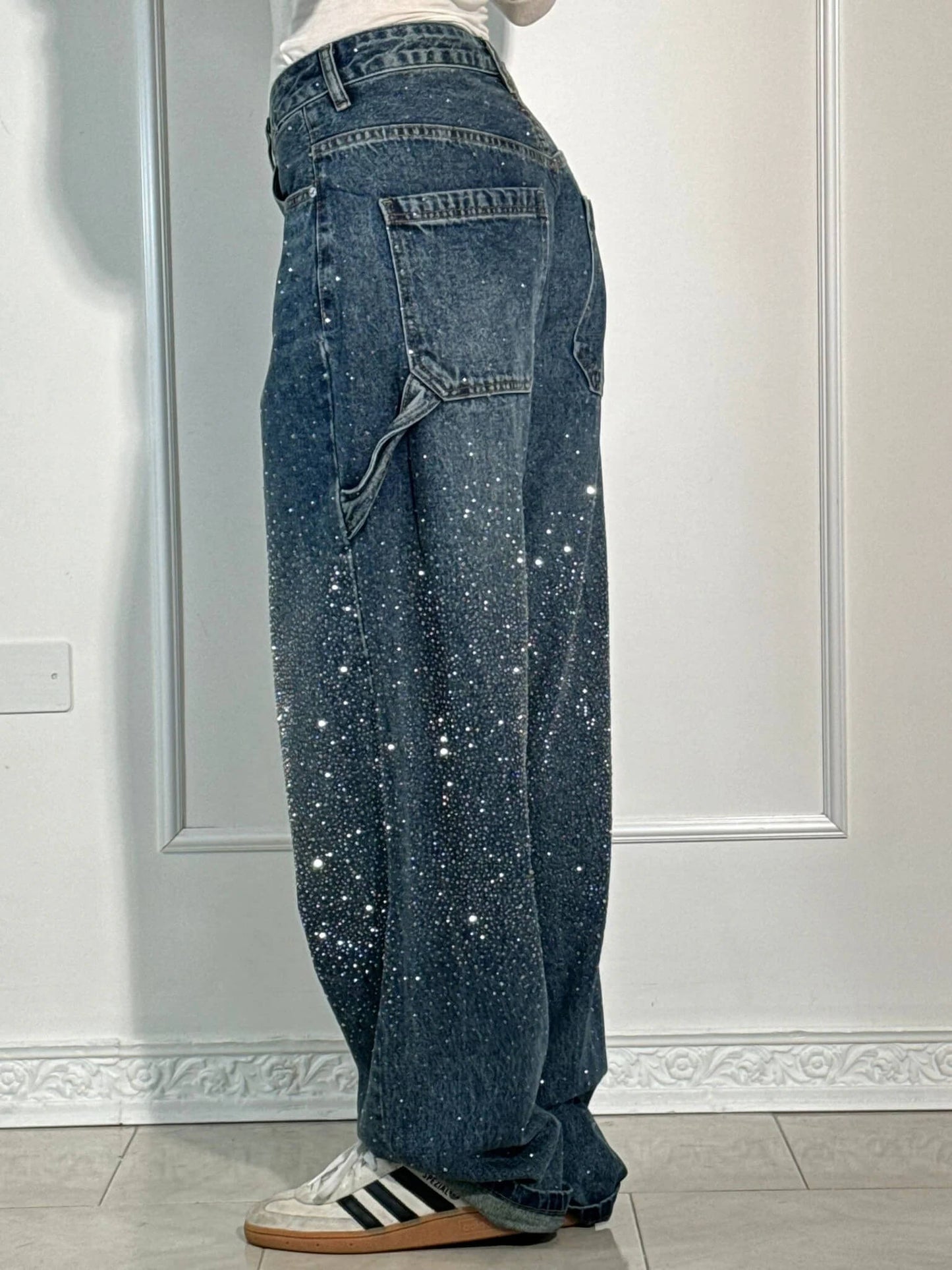Rosaline - Sparkly Carpenter Jeans with a Fitted Waist