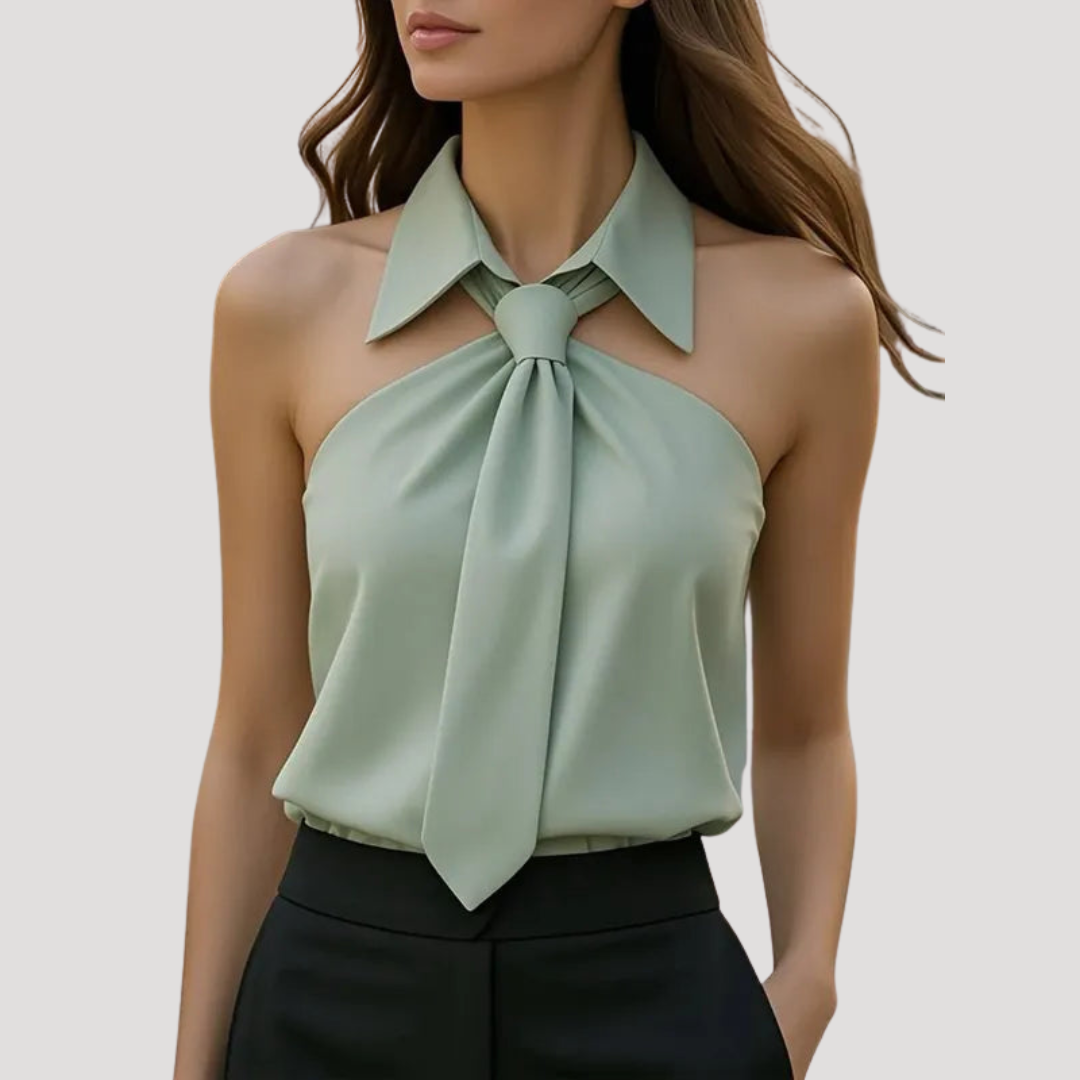 Women’s Elegant Halter Neck Tie Blouse