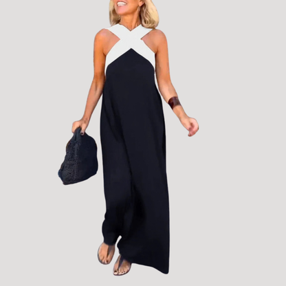 Cross-Over Halter Neck Maxi Dress