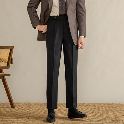 Herringbone Oxford Pleated Trousers