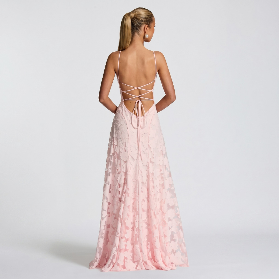 Women’s Elegant A-Line Lace Maxi Dress for Evening Events