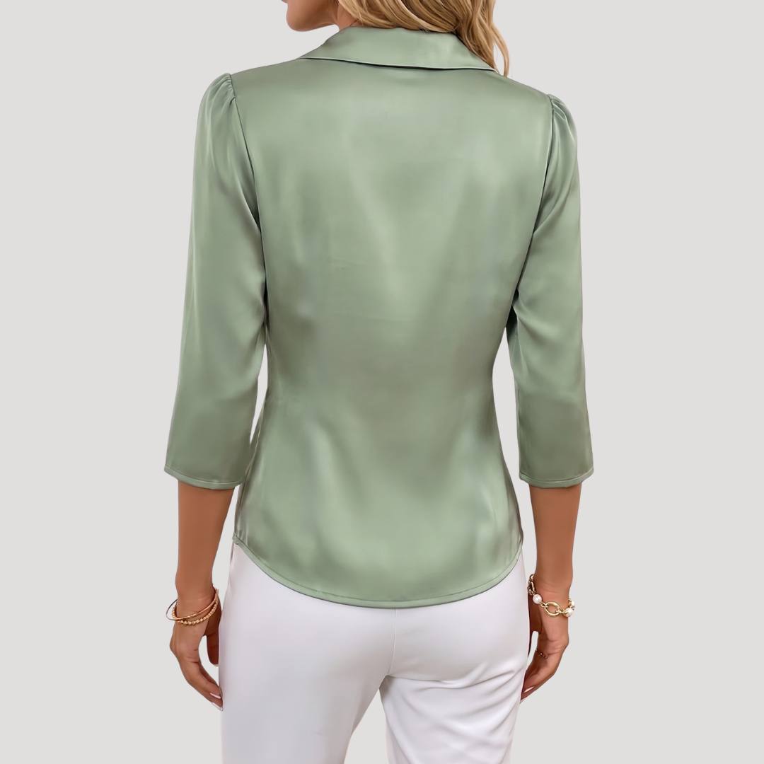 Women’s Elegant Satin Wrap Tie Blouse