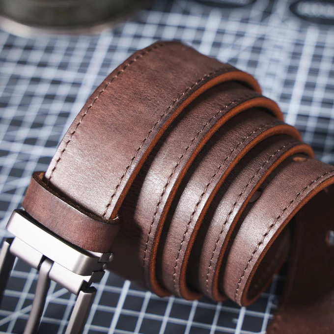 The Full Grain Leather Buckhorn Belt