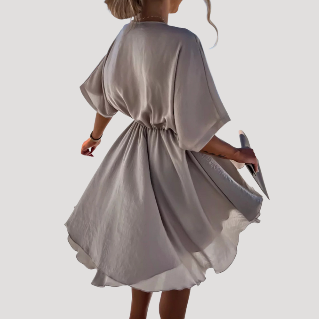 Flowy V-Neck Short Dress for Summer Holidays