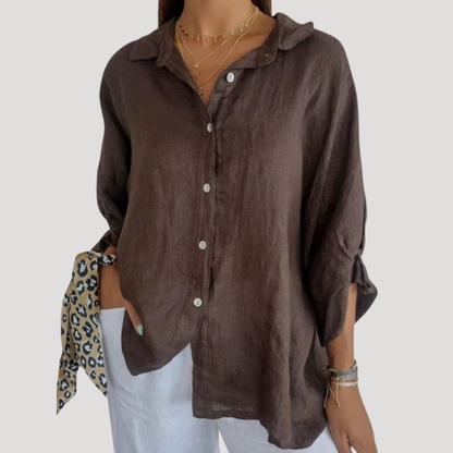 Women’s Button Down Shirt – Lightweight Long Sleeve Summer Top