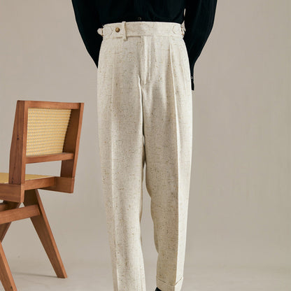 Brunello Double Pleat Linen Trousers