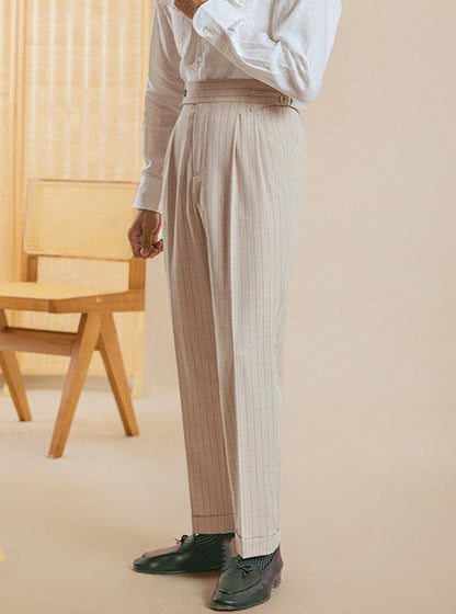Pleated Striped Trousers "Cassis" Limited Edition