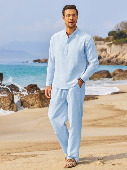 Casual 2-Piece Henley Shirt Set (US Only)