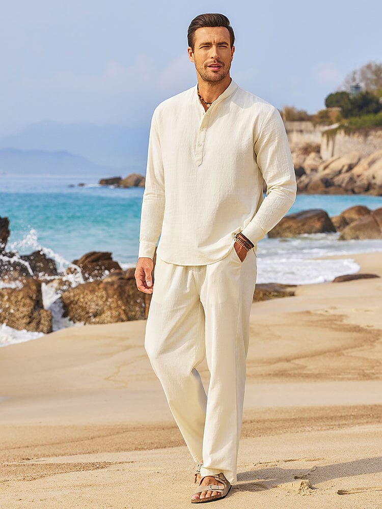 Casual 2-Piece Henley Shirt Set (US Only)