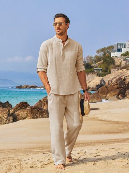 Casual 2-Piece Henley Shirt Set (US Only)