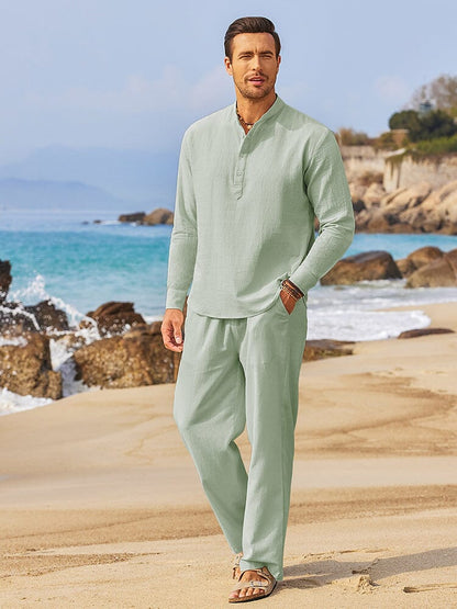 Casual 2-Piece Henley Shirt Set (US Only)