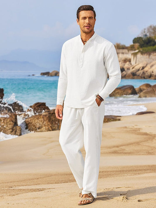 Casual 2-Piece Henley Shirt Set (US Only)