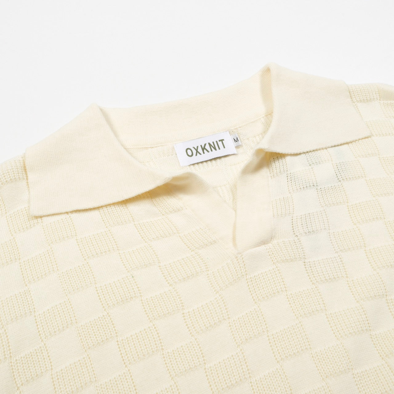 White Retro Texture Polo V for Men