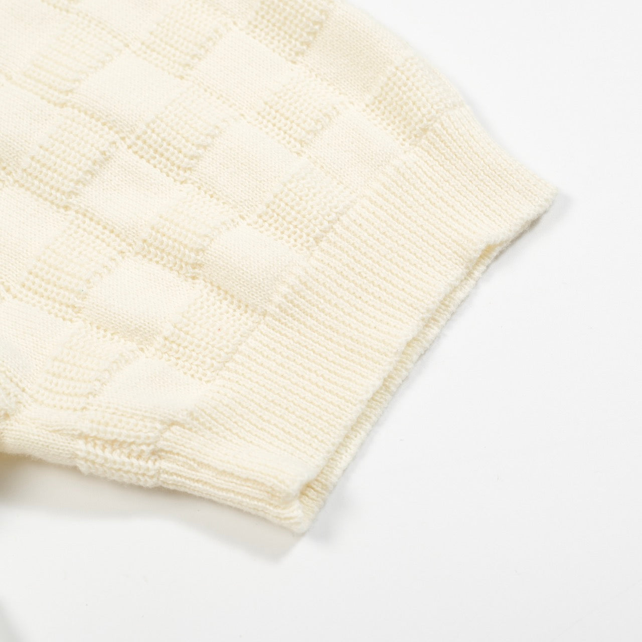 White Retro Texture Polo V for Men