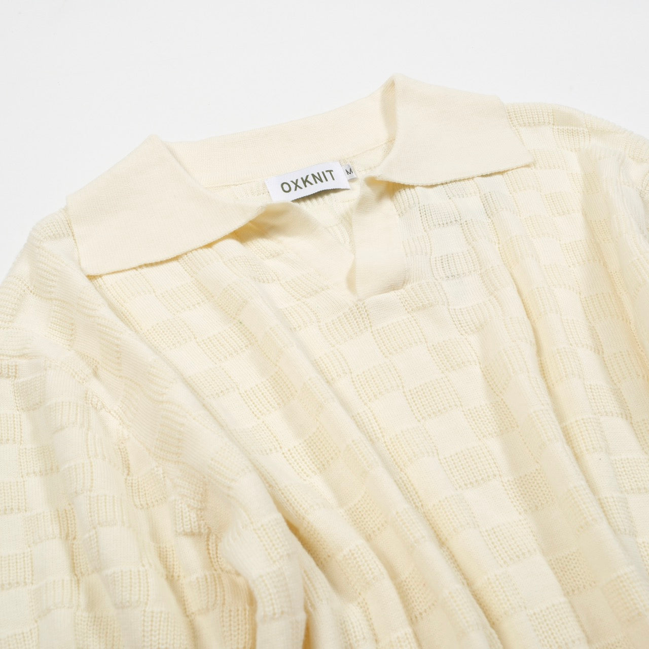 White Retro Texture Polo V for Men