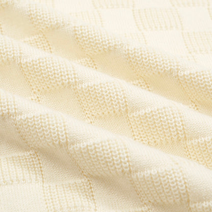 White Retro Texture Polo V for Men