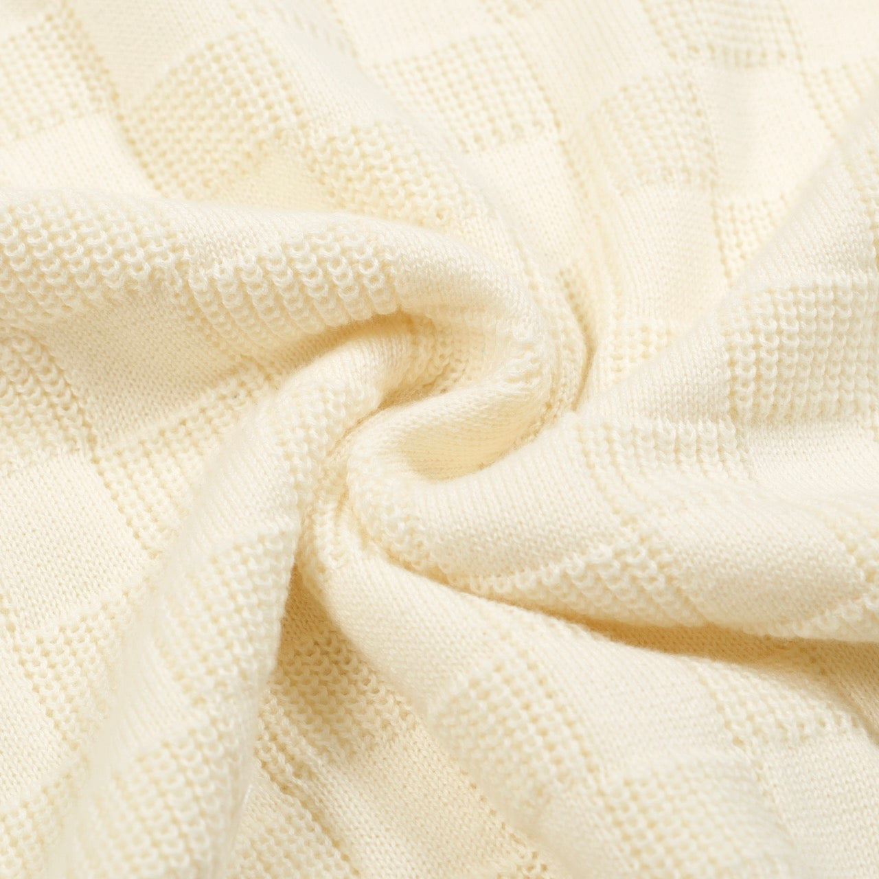 White Retro Texture Polo V for Men