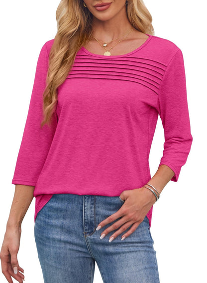 Mona | Pleated Top with 3/4 Sleeves