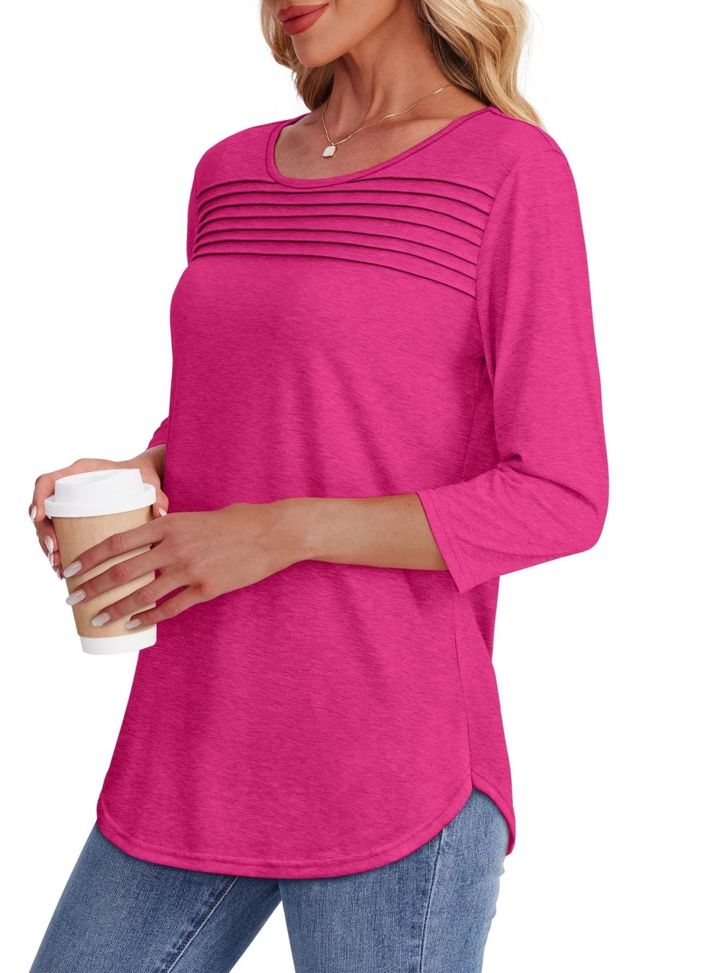 Mona | Pleated Top with 3/4 Sleeves