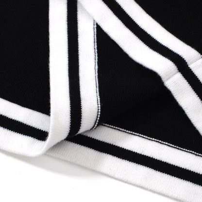 Men's Retro Knitted Jumper – Vintage Black with White Striped Trim