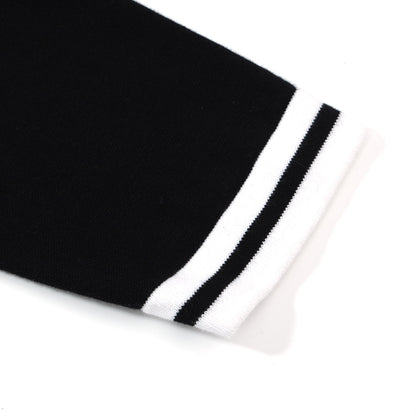 Men's Retro Knitted Jumper – Vintage Black with White Striped Trim