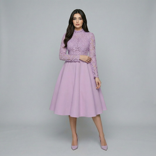 Women’s Lace Long Sleeve Midi Dress