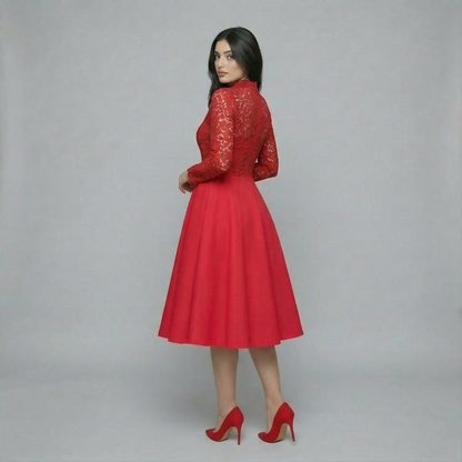 Women’s Lace Long Sleeve Midi Dress