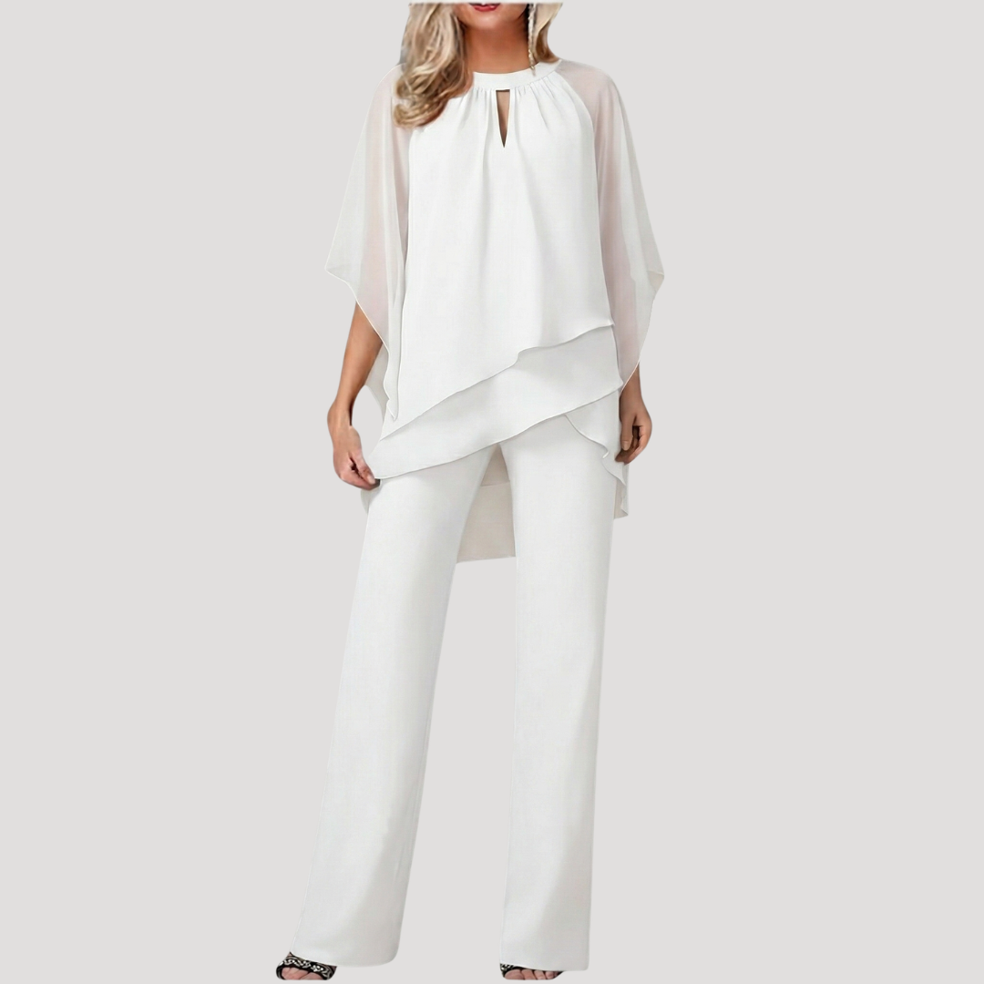 Women’s Elegant Chiffon Co-ord Trouser Suit – Two-Piece Set