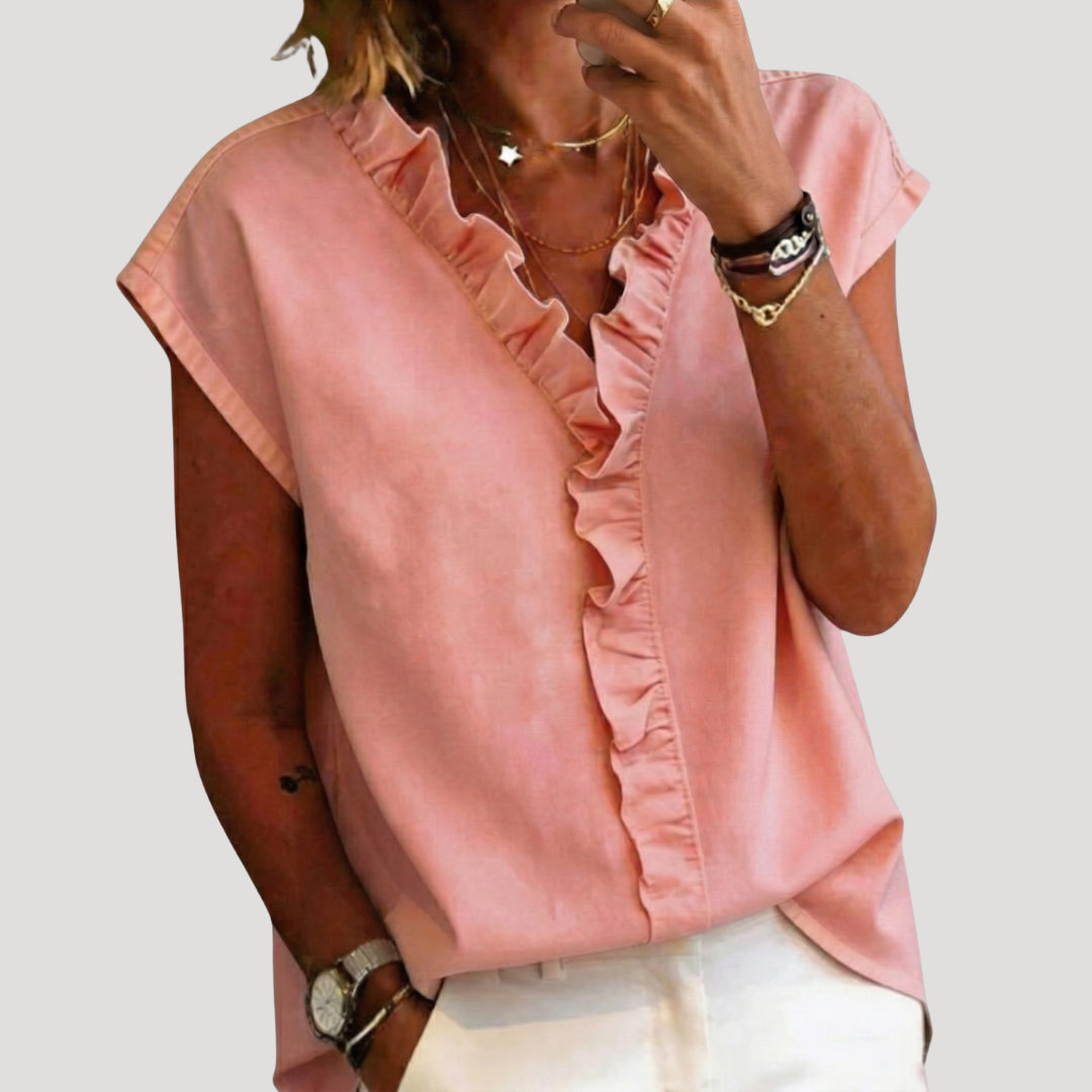 Women’s Elegant Sleeveless Ruffle Blouse